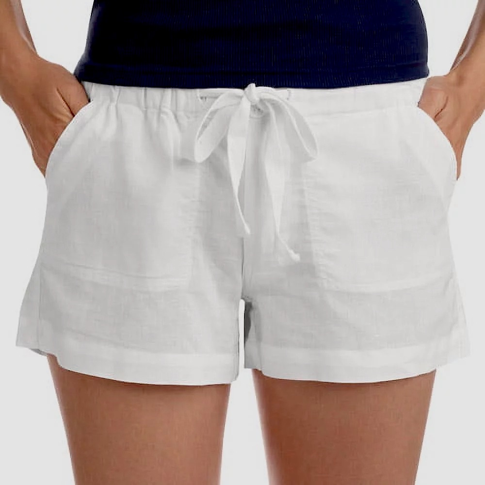 NWOT Lou & Grey light gray linen blend shorts drawstring